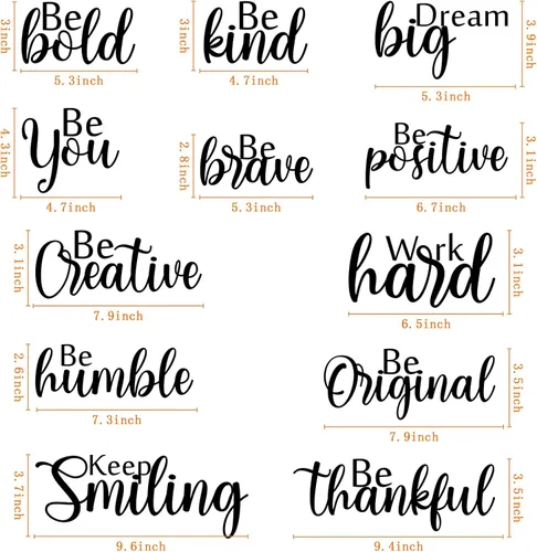 Miniatura 2 de Marspark 12 calcomanías inspiradoras para pared, con cita motivacional, para despegar y pegar, calcomanías extraíbles de espejo con frase positiva