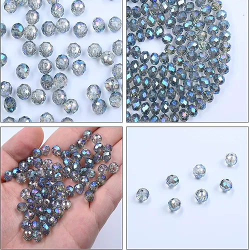 Miniatura 5 de 620 piezas de cuentas de cristal facetado Briolette, cuentas de rondelle azules facetas de 4 mm, 5 hebras, tamaño de agujero 1 mm, ideal para hacer