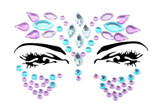 Miniatura 12 de 32 piezas de gemas faciales (diseños aleatorios) autoadhesivas con purpurina para tatuaje, gemas para festivales, fiestas rave, maquillaje corporal