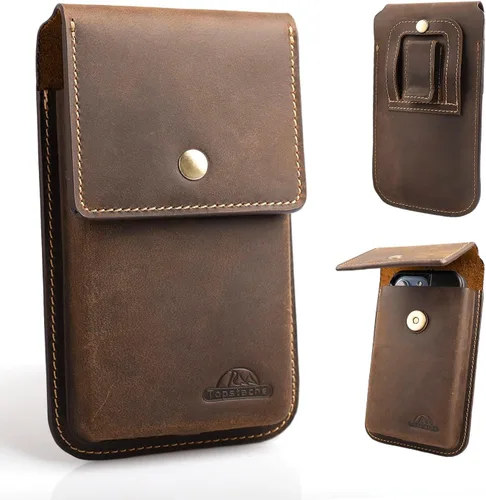 Miniatura 7 de Funda de cuero Topstache para teléfono para hombres - Funda con cierre magnético para iPhone 17/16/15/14/13/12 - Funda de cinturón de cuero con clip