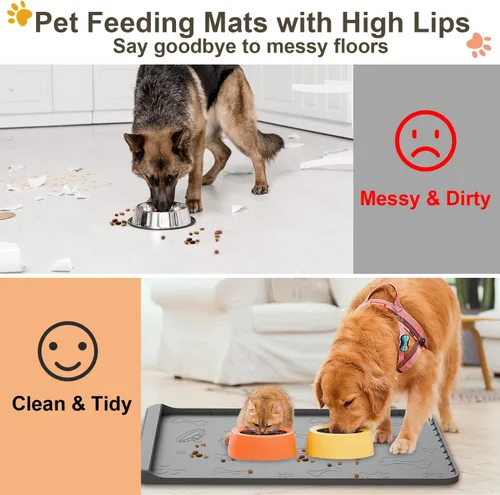 Miniatura 2 de Tapete para Comida de Perro - Tapete de Silicona para Perros para Comida y Agua - 28" x 20" Tapetes de Alimentación para Mascotas con Bolsillo