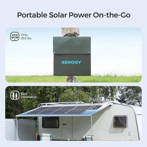 Miniatura 5 de Renogy 400W Panel solar portátil plegable en manta monocristalina, panel solar de gran potencia, células solares Sunpower 23.7% de alta eficiencia