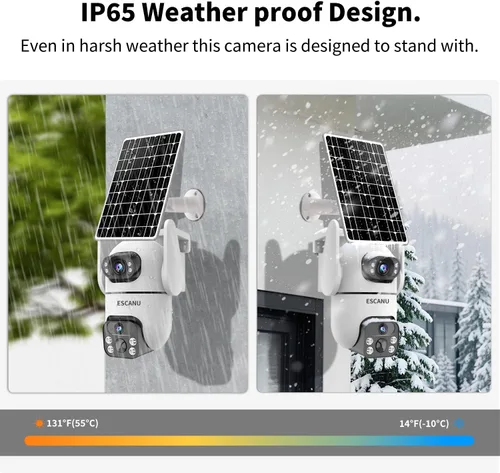 Miniatura 9 de ESCANU Cámaras de seguridad solares inalámbricas para exteriores, cámaras para seguridad del hogar con doble lente, panorámica/inclinación de 360°