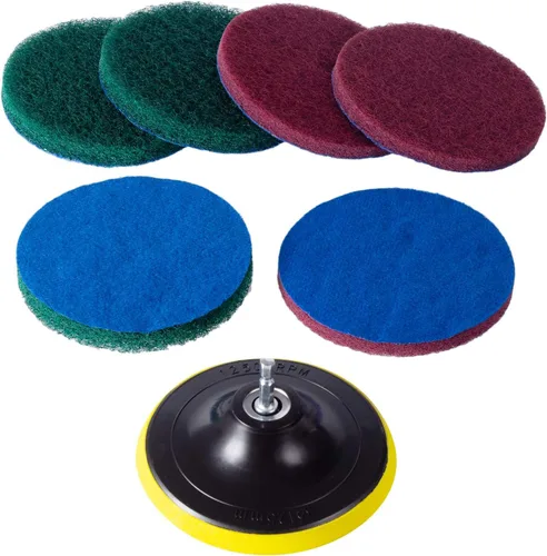 Miniatura 8 de Kichwit Cepillo de Taladro de 4 Pulgadas para Fregar Azulejos con Almohadillas de Fregado Kit de Limpieza, Incluye Accesorio, Herramienta