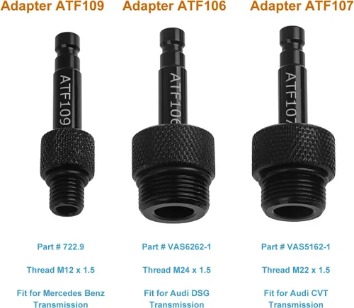 Miniatura 3 de 5 piezas de adaptadores de llenado ATF, adaptador de llenado de aceite de transmisión automática compatible con VW Audi 09G 01J CVT DSG