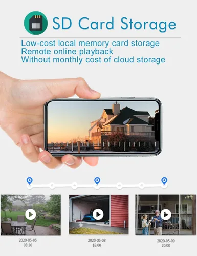Miniatura 4 de ONVIF Cámara bala WiFi para exteriores para seguridad del hogar, cámaras de vigilancia IP de 1080P, visión nocturna de 65 pies, detección de Negro