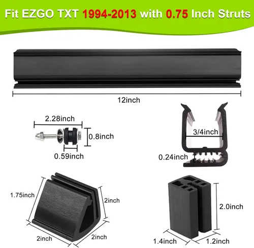 Miniatura 5 de EZGO TXT Golf Cart Windshield Clips Kit fit EZGO TXT DCS PDS 1994 Up Golf Carts (Notes: Check Variations for Right Struts Size)
