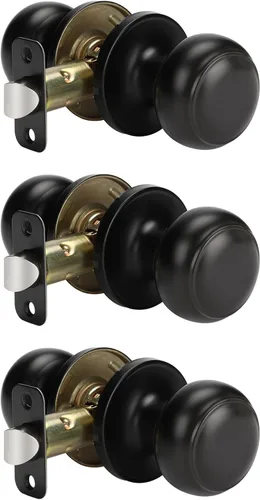 Miniatura 55 de Goldenwarm - Perillas interiores de puerta de bronce aceitado, perillas para puerta de dormitorio, pomo de puerta de bronce con privacidad, perilla