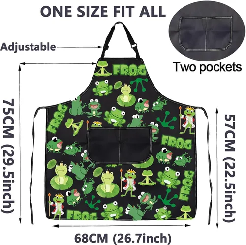 Miniatura 2 de CMNIM Delantal de rana con bolsillo, lindo delantal de cocina y horneado, divertido delantal de jardinería para regalos de amantes de las ranas