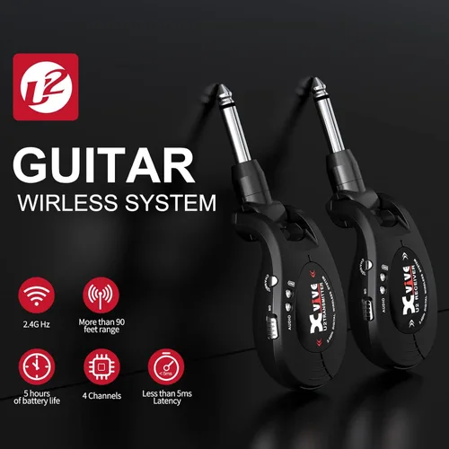 Miniatura 2 de Xvive Sistema inalámbrico de guitarra U2 con transmisor y receptor para guitarras eléctricas, bajo, violín (negro)