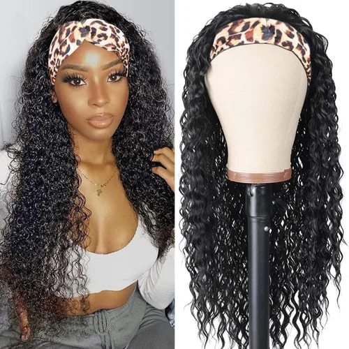Miniatura 15 de Aiterina Peluca con Diadema de Cabello Humano Ombre con Mechas Rizado Peluca de Cabello Humano Pelugas con Diadema para Mujeres Negras Sin Encaje