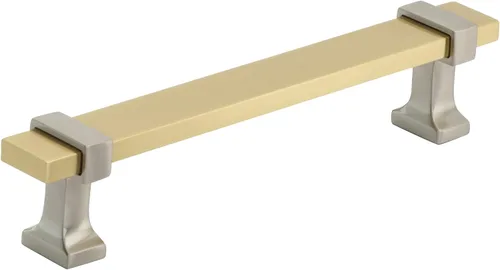 Miniatura 19 de Amerock Mango de gabinete Cromo negro/Oro cepillado 3-3/4 pulgadas (96 mm) de centro a centro Overton paquete de 1 unidad Jaladera