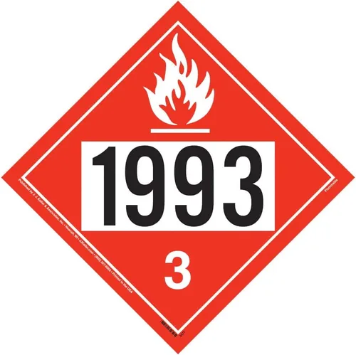 Cartel 1993, líquido inflamable clase 3, paquete de 10 unidades, vinilo autoadhesivo extraíble de 10.75 x 10.75 pulgadas para aplicaciones