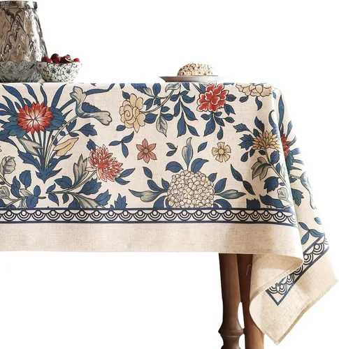 Miniatura 44 de patdrea - Mantel de lino floral, grueso, decorativo y francés para mesas rectangulares o cuadradas, para cocina y comedor, 55 x 79 pulgadas