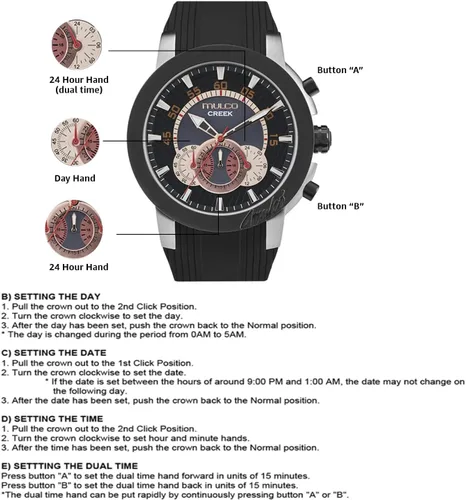 Miniatura 23 de MULCO Relojes para hombre - Creek, caja de acero inoxidable con correa de silicona para la muñeca, movimiento multifuncional de cuarzo, pantalla