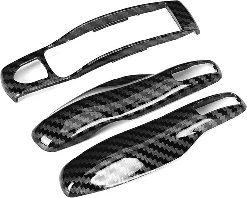 Miniatura 5 de Funda de fibra de carbono, metal remoto, borde de llave remota, funda para llave de automóvil, 3 piezas, juego de funda de fibra de carbono