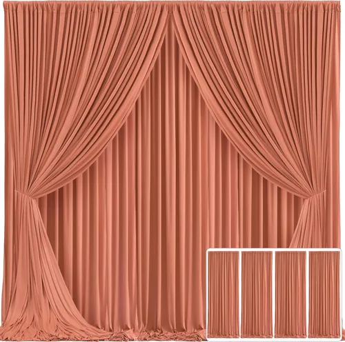 Miniatura 28 de Cortina de fondo beige de 10x10 para bodas y fiestas, cortina de fondo beige sin arrugas para fotos, cortinas de fondo para decoración de baby Gris