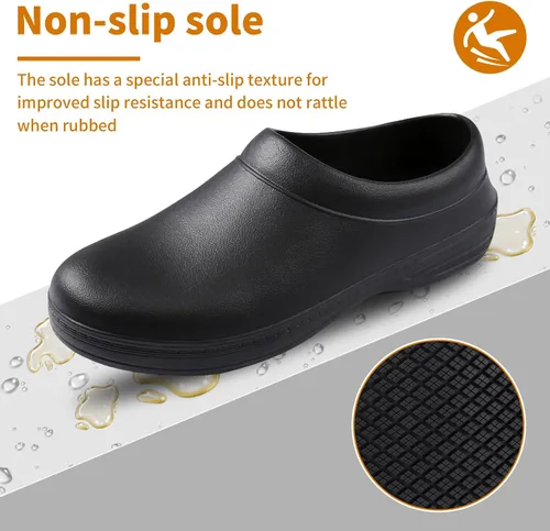 Miniatura 5 de Zapatos unisex antideslizantes para servicio de alimentos, impermeables, resistentes al aceite, zuecos de trabajo de cocina, cómodos zapatos