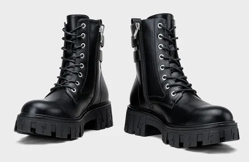 Miniatura 5 de Vepose Botas de combate para mujer, botines de plataforma con cordones y tacón grueso con cremallera