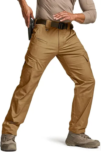 CQR Pantalones tácticos Flex Ripstop para hombre, pantalones cargo elásticos resistentes al agua, pantalones de trabajo ligeros EDC para senderismo
