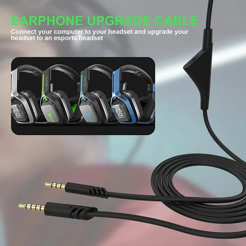 Miniatura 5 de Cable de repuesto de auriculares de 2M de 6.5 pies con control de volumen para Astro A10/A30/A40/A50, cable de auriculares para PS5/PS4/Xbox Series