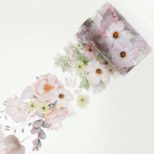 Miniatura 18 de WT Pretty Florals - Cinta ancha de PET, rollo individual, diseños originales, cinta decorativa floral, cinta transparente para manualidades para WT
