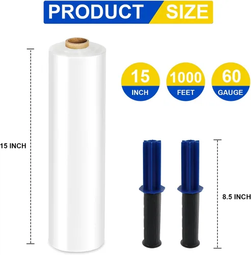 Miniatura 2 de RAZCC - Película elástica, resistencia industrial, envoltura retráctil para envoltura de paletas, envoltura de plástico transparente resistente