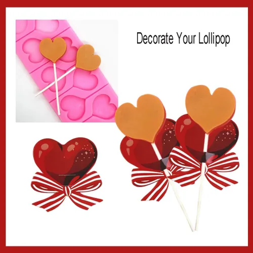 Miniatura 3 de Decoraciones de tarjetas de papel con forma de piruleta de corazón para el día de San Valentín, tarjetero de caramelo para pan de azúcar, paquete