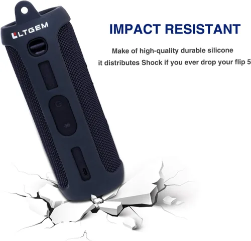 Miniatura 7 de LTGEM - Funda de silicona compatible con JBL FLIP 5 Altavoz Bluetooth portátil impermeable, carcasa rígida, bolsa de almacenamiento de transporte
