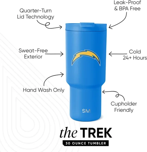 Miniatura 2 de Simple Modern - Vaso de 30 oz con tapa abatible y tapa con pajita Los Angeles Chargers