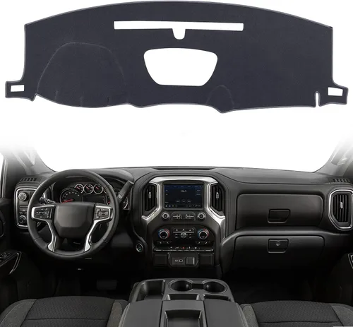 Miniatura 6 de Tapete para cubierta de salpicadero compatible con Chevy Chevrolet Silverado 1500 2500HD 3500HD/2019-2022 GMC Sierra 2019-2022 sin pantalla frontal