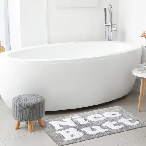 Miniatura 2 de Jessica Simpson Alfombra de baño de algodón, alfombra de baño de alta calidad, decoración lavable a máquina, 20 x 32 pulgadas, bonito trasero, gris
