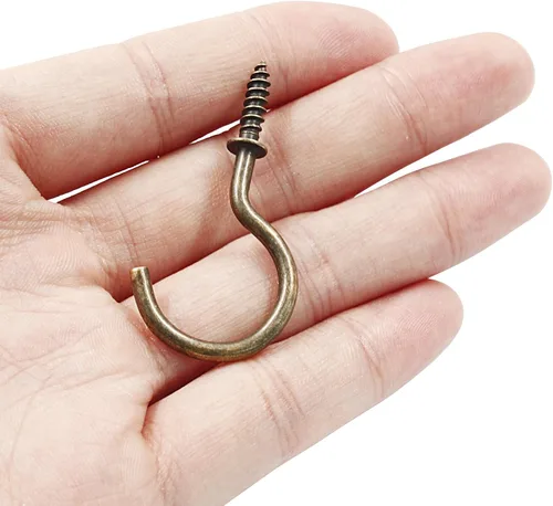 Miniatura 4 de Bonsicoky 60 ganchos de tornillo de 1-1/4 pulgadas, gancho de pared de techo de metal niquelado para colgar, bronce