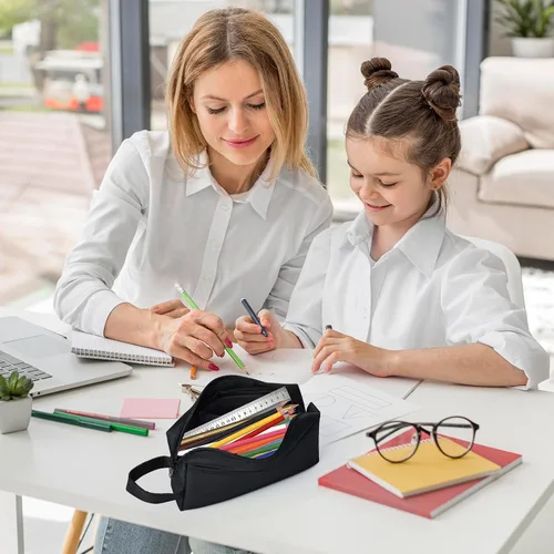 Miniatura 8 de Reaeon Estuche para lápices, bolsa de gran capacidad, bolsa organizadora de artículos de papelería para oficina, universidad, escuela, bolsa