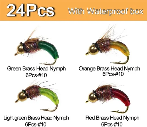 Miniatura 2 de Fly Fishing Flies Kit Trout Steelhead Salmon Bass Flies Assortment 32Pcs-148pcs Include Dry Wet Flies Nymphs Streamers Maggot, Fly Lure Set 24