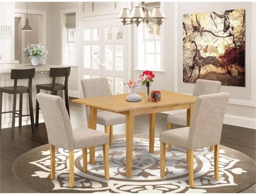 Miniatura 2 de East West Furniture NOAB5-OAK-04 - Juego de comedor de 5 piezas que incluye una mesa de comedor rectangular con hoja de mariposa y 4 sillas