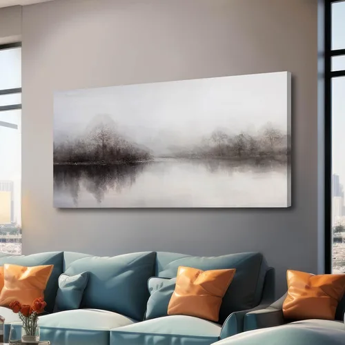 Miniatura 16 de CHUDANHAO Pósteres de Arte Grises Imágenes de Decoración de Pared de Árbol Grande para Oficina Arte de Pared Dorado y Blanco Pintura Botánica