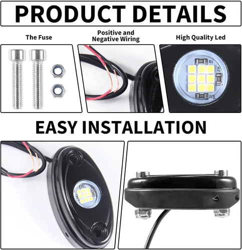 Miniatura 6 de 120Pods blanco LED Rock luces neón bajo luz para coche camión ATV SUV debajo del cuerpo resplandor luz Trail Fender Iluminación
