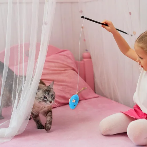 Miniatura 6 de Mozeat Lens Paquete de 8 ratones de juguete para gatos, juguetes interactivos para gatos, ratones de peluche, juguetes de gato con hierba gatera