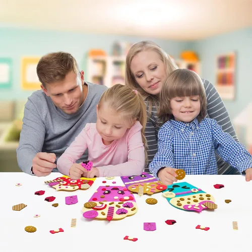 Miniatura 4 de VKPI Kit de regalo de 4 piezas de espuma EVA, creativo para hacer tus propios cupcakes, proyectos de manualidades de papel de espuma de dibujos