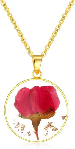 Miniatura 73 de Forget-Me-Not and Queen Anne's Lace Pressed Wildflower Necklace Birth Month Real Flower Necklace Gold/Silver Pressed Flower Jewelry