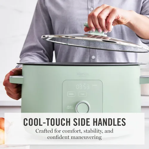 Miniatura 6 de Martha Stewart Olla de cocción lenta de 8 cuartos de galón, programable con temporizador, 3 ajustes de calor (bajo, alto, cálido), cerámica