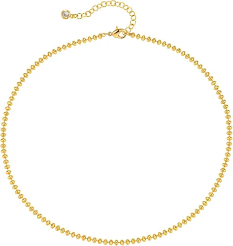 MTMY - Collar de cuentas y perlas para mujer, chapado en oro de 14 quilates, delicado, colorido y de estilo bohemio, tipo gargantilla, para regalar