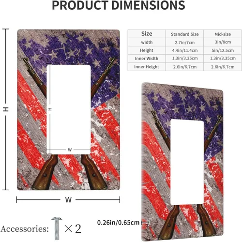 Miniatura 4 de Placa decorativa para interruptor de luz basculante con bandera estadounidense, placa de pared eléctrica decorativa de 1 banda, placa de cubierta