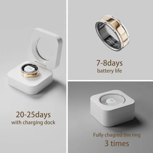 Miniatura 6 de Anillo inteligente 1.0 para hombres/mujeres, sin cuota de suscripción, 7-8 días de duración de la batería, HRV/monitoreo de estrés/pista de Oro