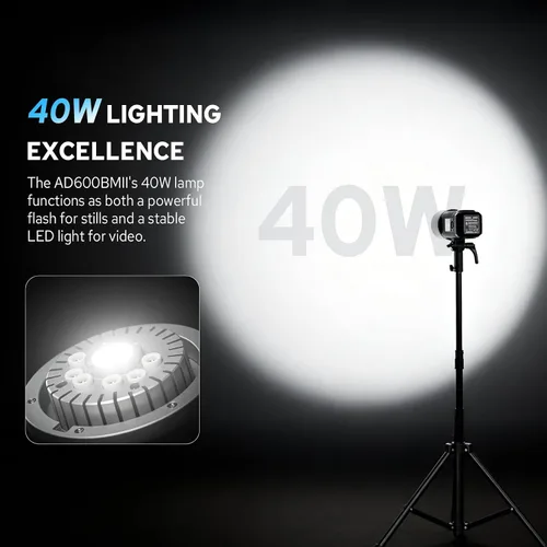 Miniatura 3 de GODOX AD600BM II - Estroboscópico flash para exteriores, monolight portátil HSS de 600 W 1/8000s, lámpara de modelado LED de 40 W, 500 destellos