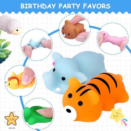 Miniatura 4 de POKONBOY - 30 piezas de juguetes blandos Mochi, Mini Kawaii, juguetes que se aprietan para aliviar el estrés, animales del bosque, ideales
