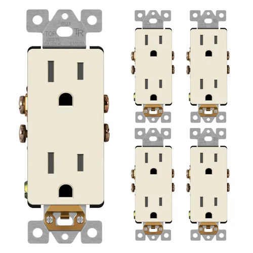 Miniatura 28 de LIDER LR15-TR-GD5P - Receptáculo decorativo mate c/tapa frontal intercambiable, tomacorriente a prueba de manipulaciones/niños, autoconexión a Dorado