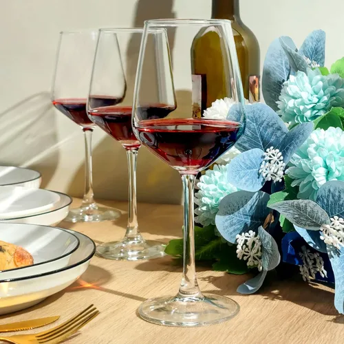 Miniatura 6 de Juego de copas de vino de 12, copa de vino transparente de 12oz roja/blanca, copas de vino de tallo largo para fiesta, boda y hogar