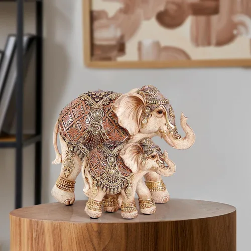 Miniatura 4 de Estatuas de elefante para decoración del hogar, decoración de elefante para mamá y bebé para sala de estar, estante, buena suerte, familia, figura